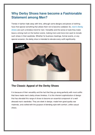 Why Derby Shoes have become a Fashionable Statement among Men
