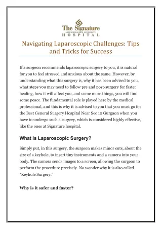 Navigating Laparoscopic Challenges Tips and Tricks for Success