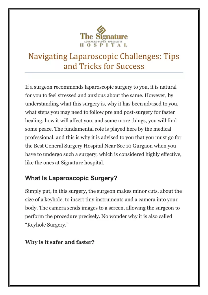 navigating laparoscopic challenges tips