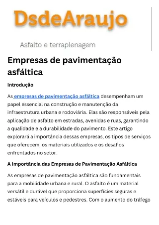 Empresas de pavimentação asfáltica