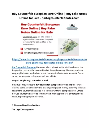 Buy Counterfeit European Euro Online | Buy Fake Notes Online for Sale - hartogco