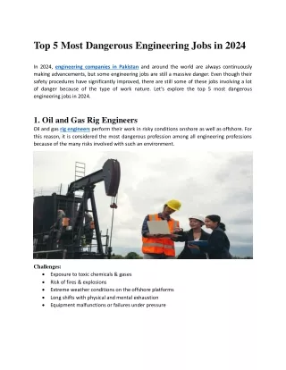 Top 5 Most Dangerous Engineering Jobs in 2024