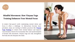 Mindful Movement How Vinyasa Yoga Training Enhances Your Mental Focus