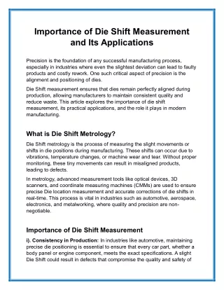 Importance of Die Shift Measurement and Its Applications - VIEW