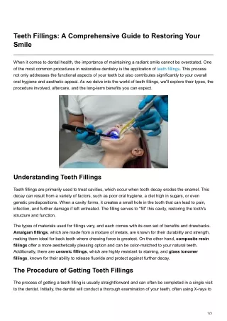 Teeth Fillings A Comprehensive Guide to Restoring Your Smile
