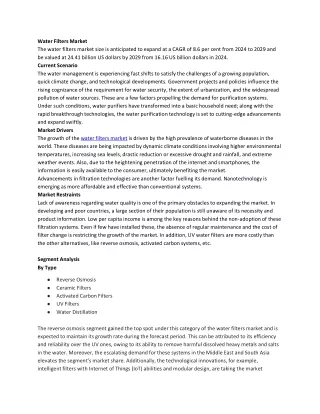 Water Filters Market Forecast Analysis | 2024 to 2032