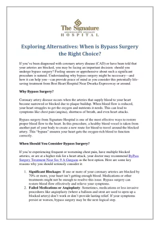 Exploring Alternatives When is Bypass Surgery the Right Choice