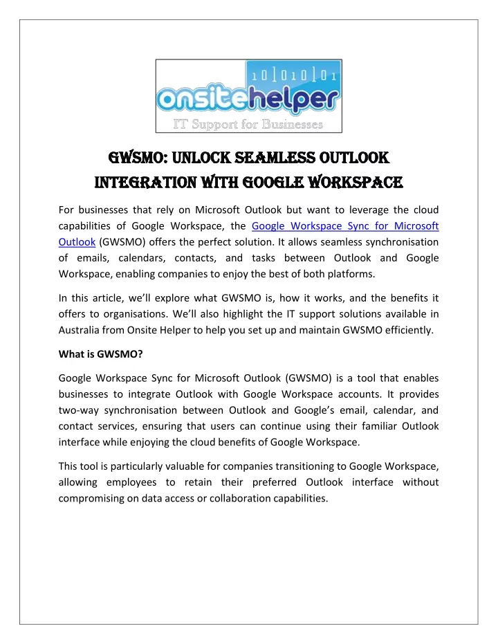 gwsmo unlock seamless outlook gwsmo unlock