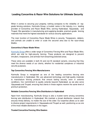 Leading Concertina & Razor Wire Solutions for Ultimate Security