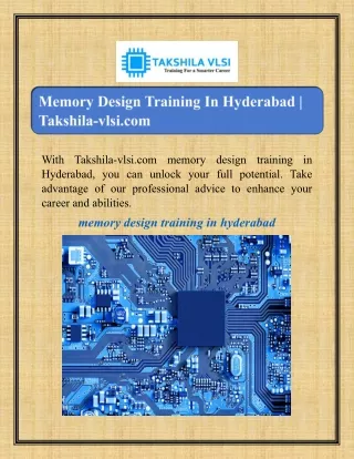 with takshila vlsi com memory design hyderabad