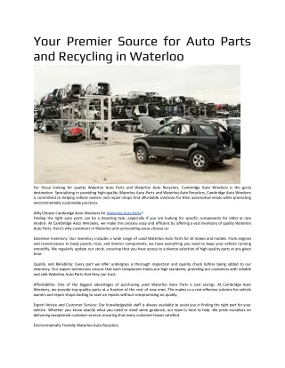 your premier source for auto parts and recycling