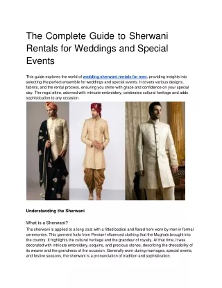 The Complete Guide to Sherwani Rentals for Weddings and Special Events - Google Docs