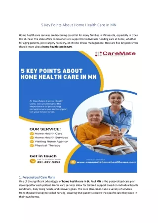 5 Key Points About Home Health Care in MN