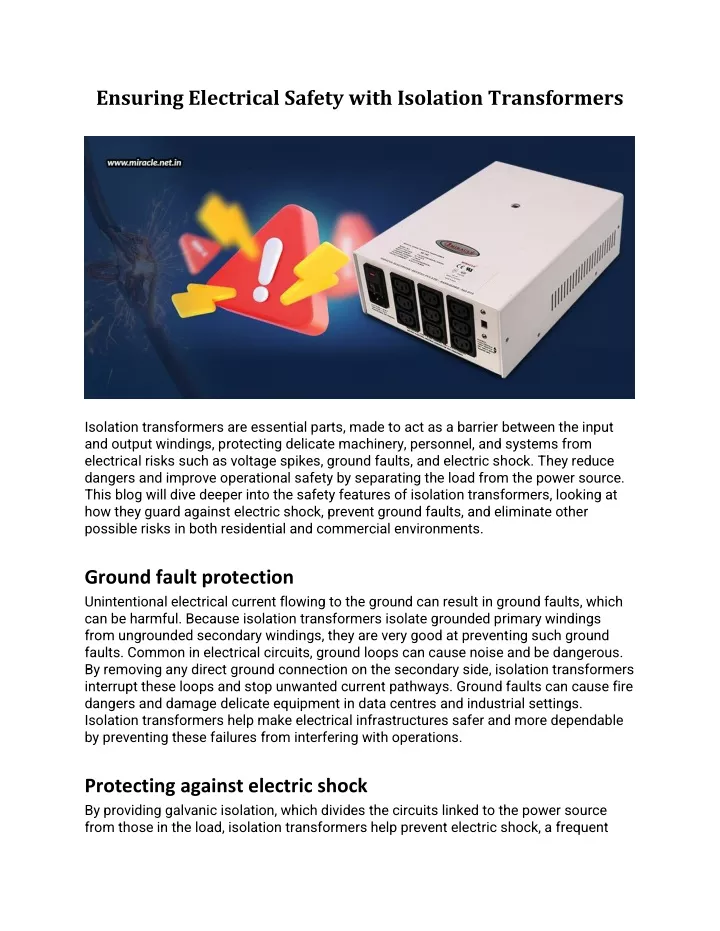 ensuring electrical safety with isolation