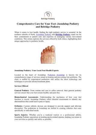 Joondalup Podiatry – Foot Care Specialists