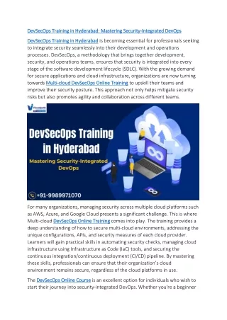 The Best DevSecOps Training Institute in Hyderabad