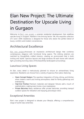elan new project the ultimate destination