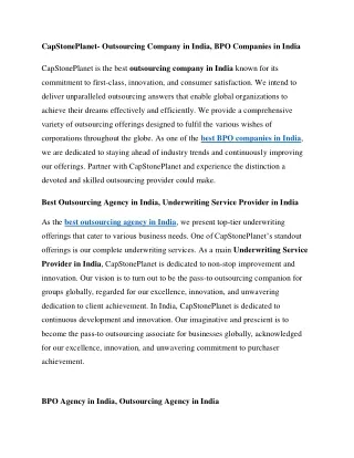 CapStonePlanet- Best Outsourcing Company in India