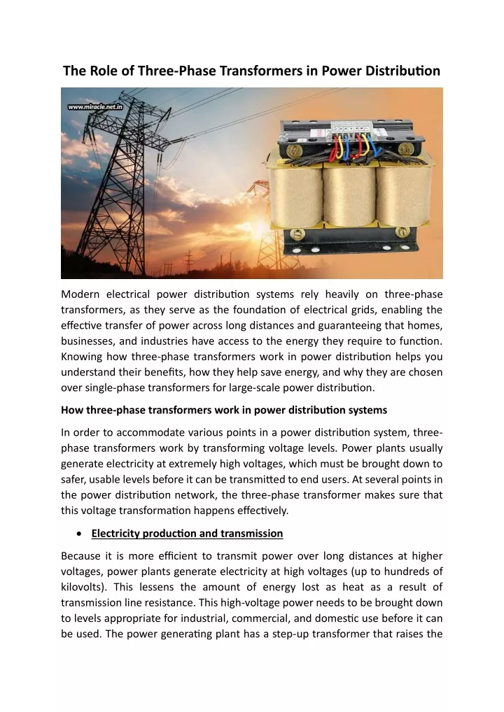 the role of three phase transformers in power