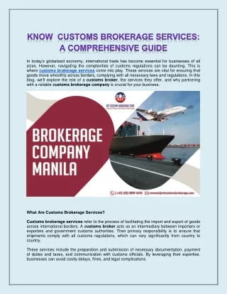 Customs brokerage service (22-Oct-2024)