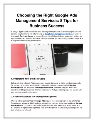 choosing the right google ads management services