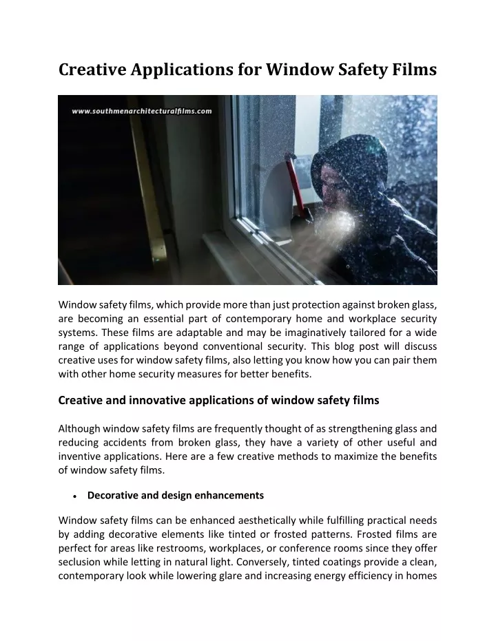 creative applications for window safety films