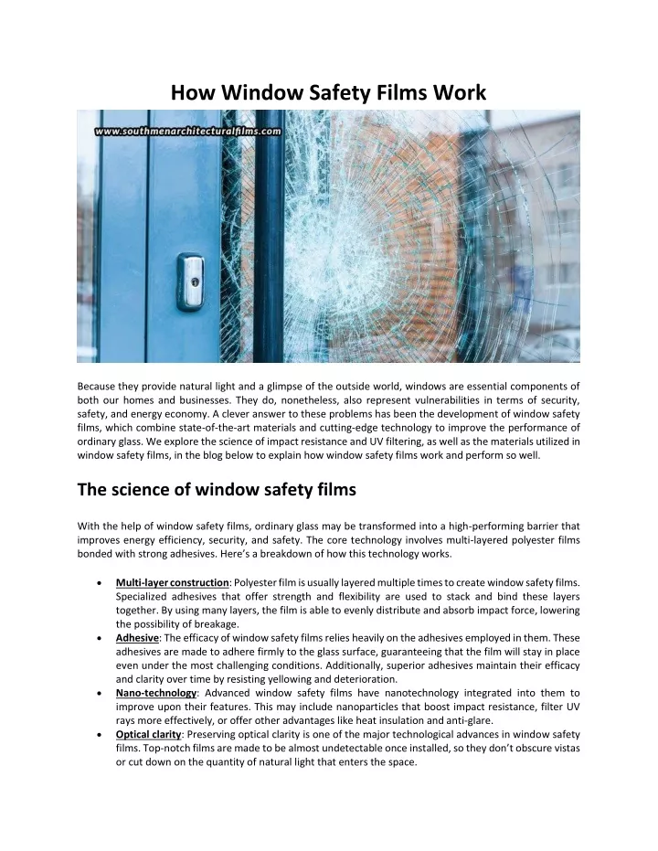 how window safety films work