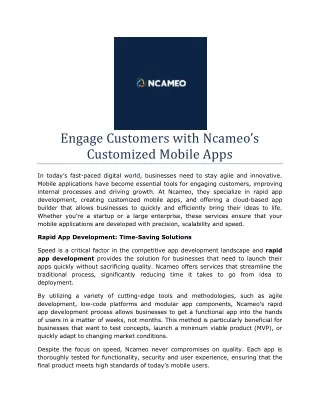 Engage Customers with Ncameo’s Customized Mobile Apps