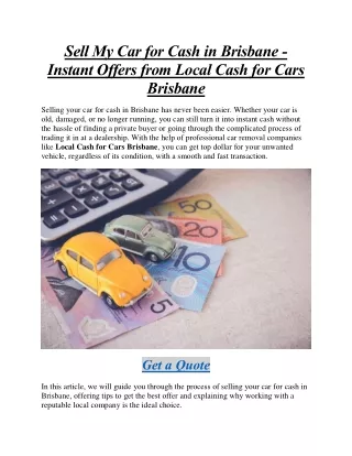 Sell My Car for Cash in Brisbane