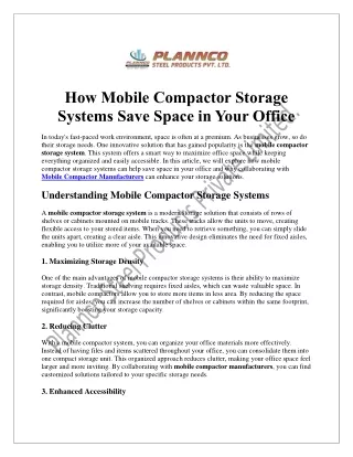 how mobile compactor storage systems save space