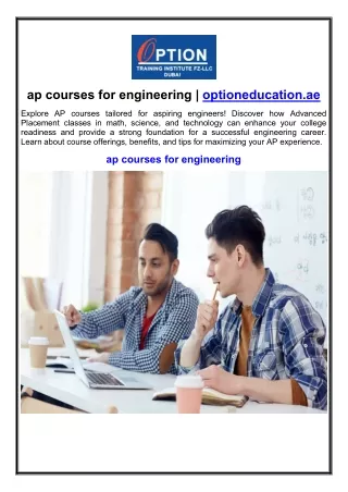 ap courses for engineering optioneducation ae