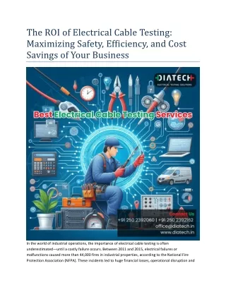 The ROI of Electrical Cable Testing Services