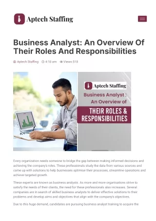 Business Analyst An Overview Of Their Roles And Responsibilities