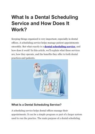 What Is a Dental Scheduling Service and How Does It Work