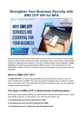 Strengthen Your Business Security with SMS OTP API for MFA