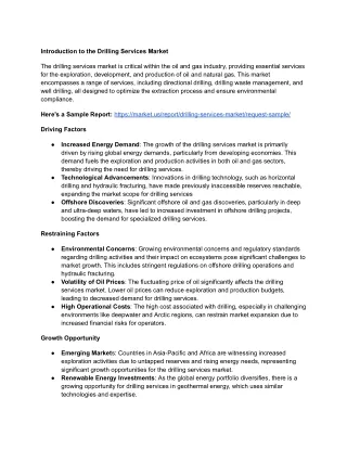 introduction to the drilling services market