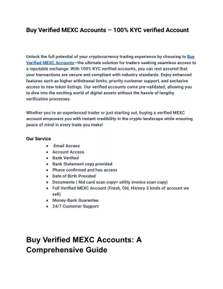 23.1 Tips For Buy Verified MEXC Accounts Success