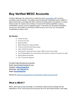 Only we are able to provide you fast service Buy Verified MEXC Accounts