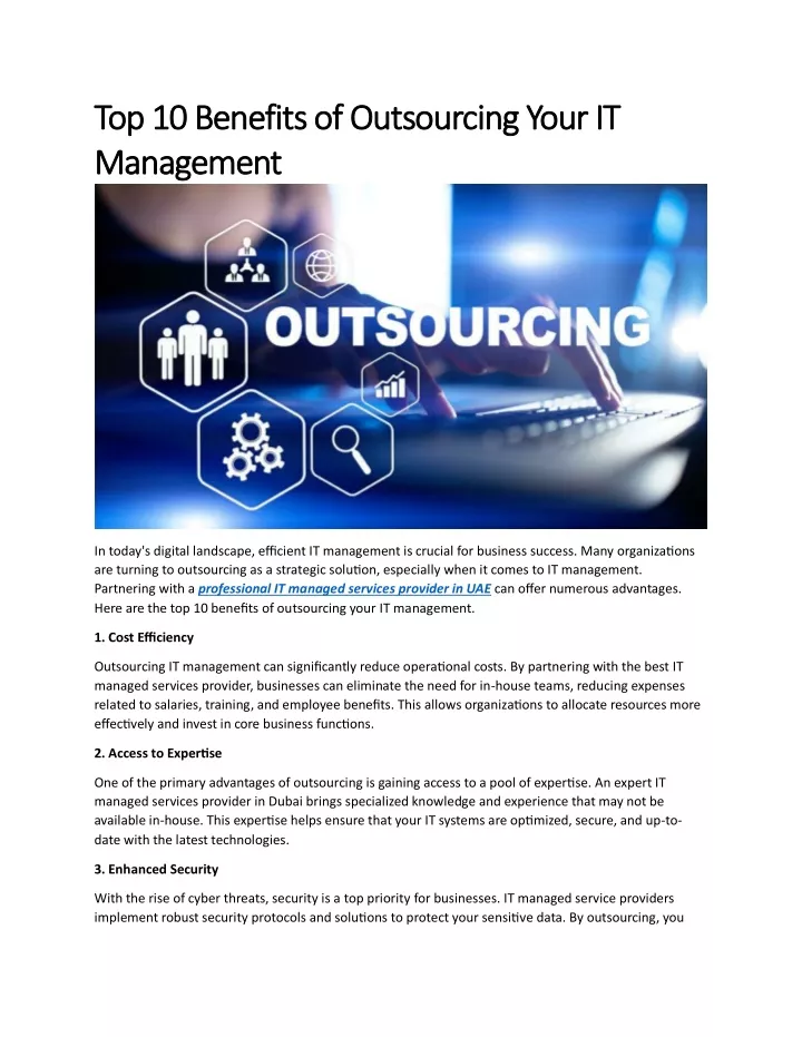 top 10 benefits of outsourcing your