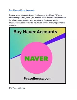 Top 3 Sites To Buy Naver Accounts - 100% verified, Safe ..
