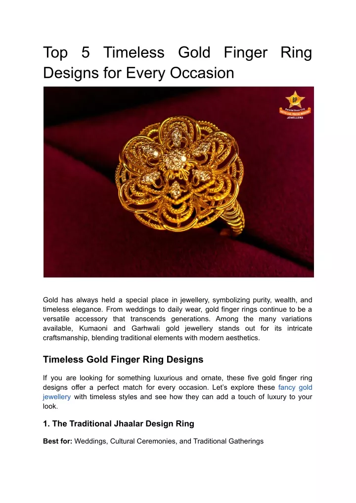 top 5 timeless gold finger ring designs for every