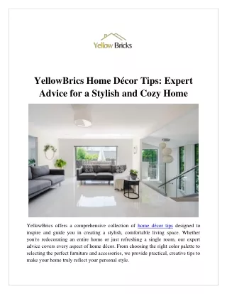 YellowBrics Home Décor Tips Expert Advice for a Stylish and Cozy Home
