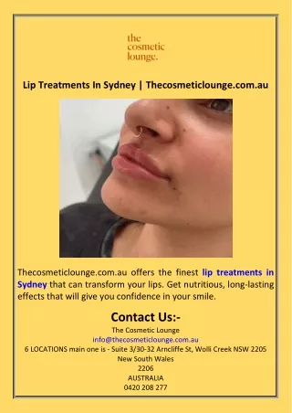 Lip Treatments In Sydney  Thecosmeticlounge.com.au