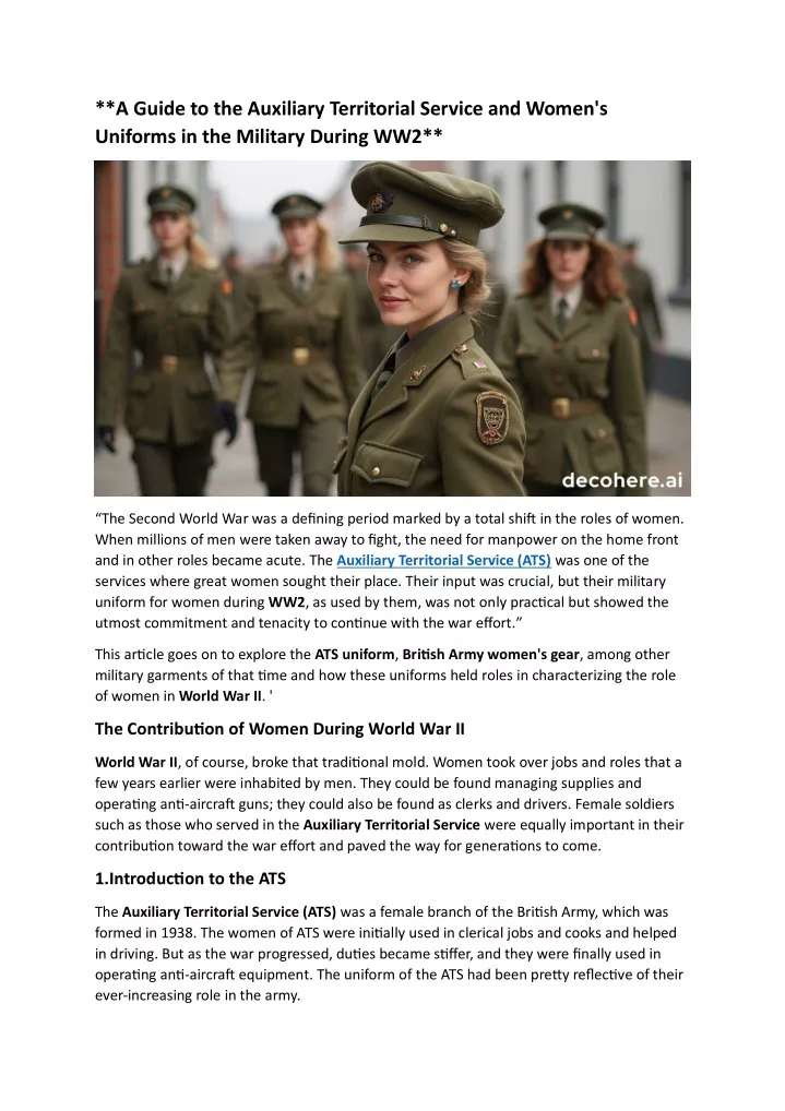 a guide to the auxiliary territorial service