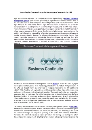 strengthening business continuity management
