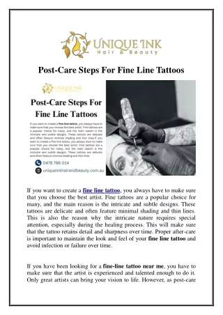 Post-Care Steps For Fine Line Tattoos