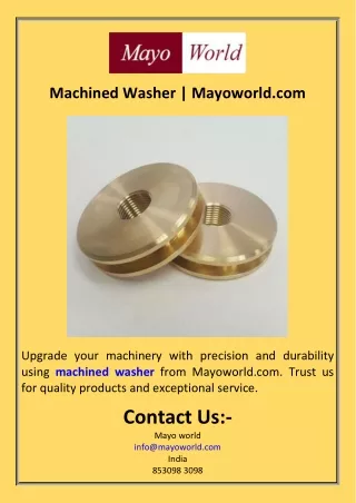 Machined Washer  Mayoworld.com