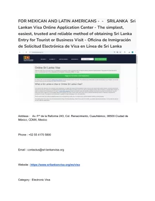 39 FOR MEXICAN AND LATIN AMERICANS -  -   SRILANKA  Sri Lankan Visa Online Application Center - The simplest, easiest, t