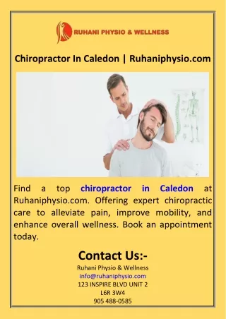 Chiropractor In Caledon  Ruhaniphysio.com