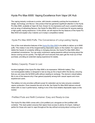hyola pro max 6000 vaping excellence from vape